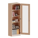 Schrank mit veglasten Türen, 5 OH, Tür mit Glaseinsatz,  abschließbar, links, B/H/T 60x190x40cm 